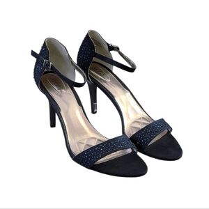 Alfani Pyrra Navy Blue Sparkle Ankle Strap Sillouette Heel  Size 10